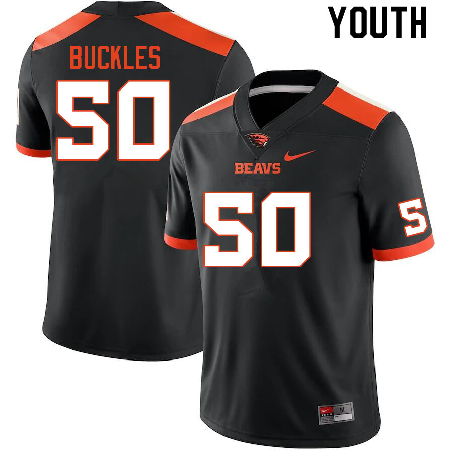 Youth #50 Henry Buckles Oregon State Beavers College Football Jerseys Sale-Black